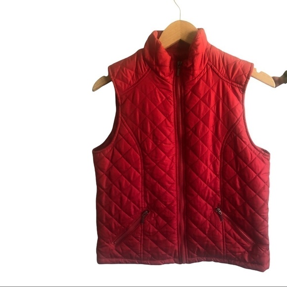 Croft&barrow Women’s Red Quilted Sleeveless Jacket - Size M - Picture 2 of 4